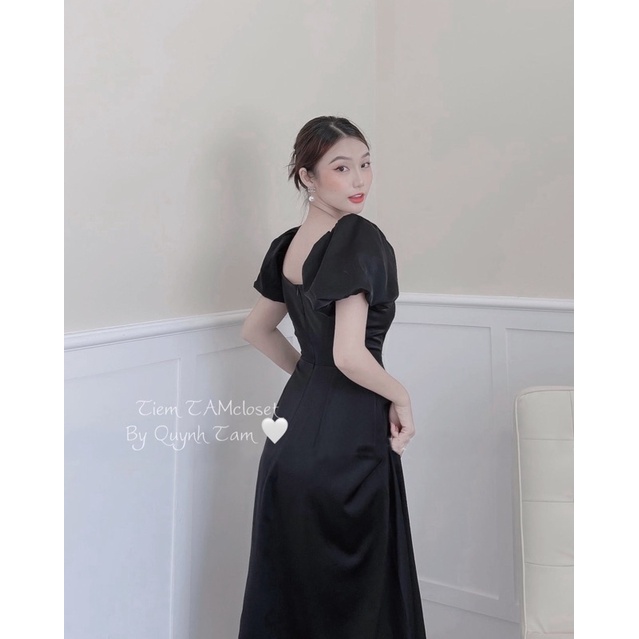 Đầm maxi xoè xẻ tà tay phồng xẻ tà TK867