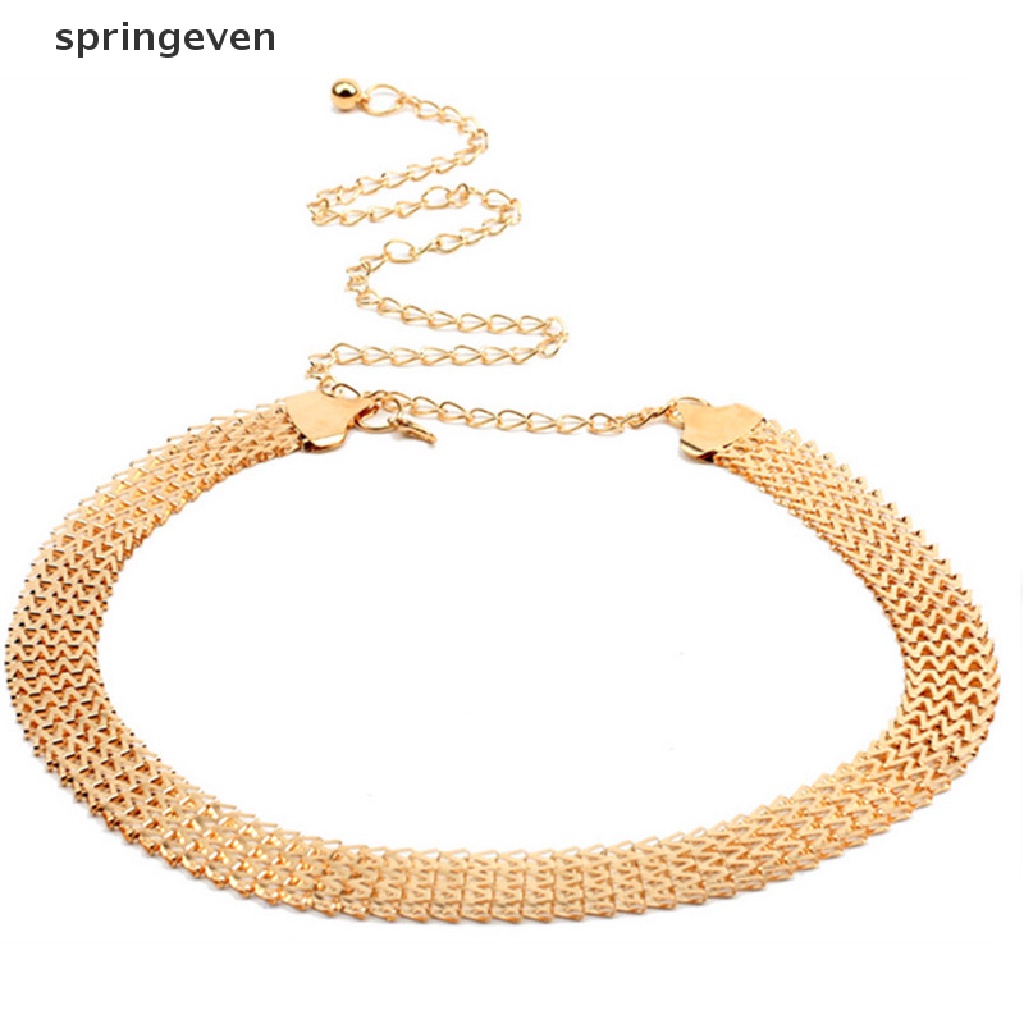 springeven Fashion Wave Metal Waist Chain Belt Gold Buckle Body Chain Dress Belt RFT