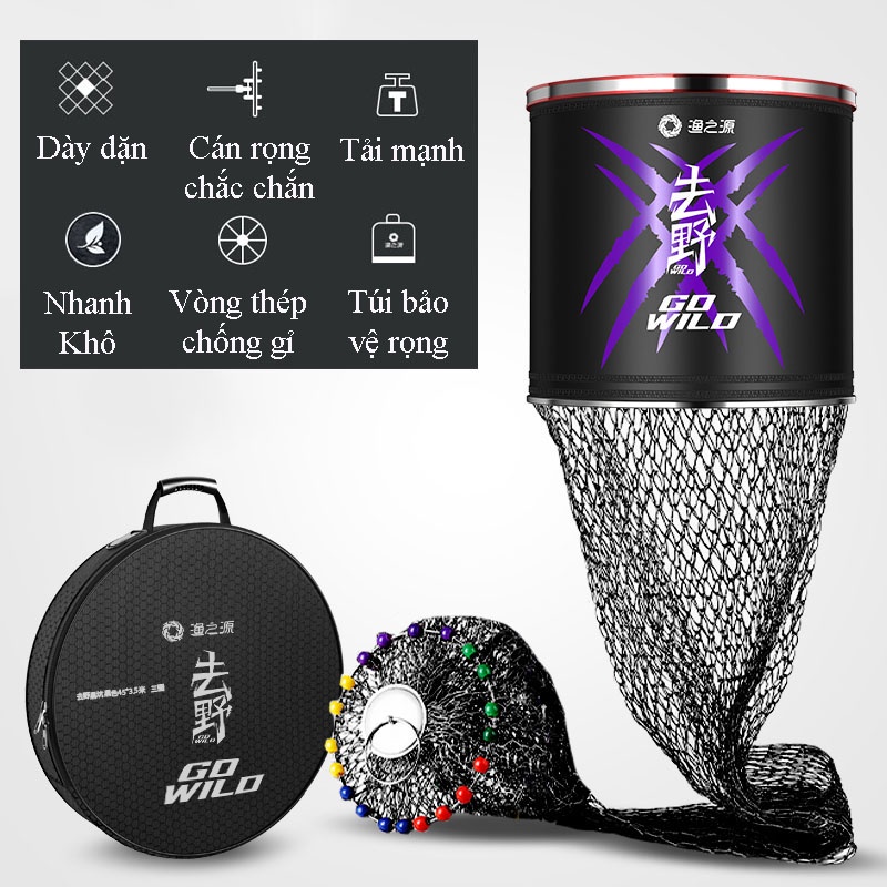 Giỏ Đựng Cá, Rọng Đựng Cá GO WILD siêu chịu tải hàng cao cấp chuyên dùng câu đài câu đơn KK-36