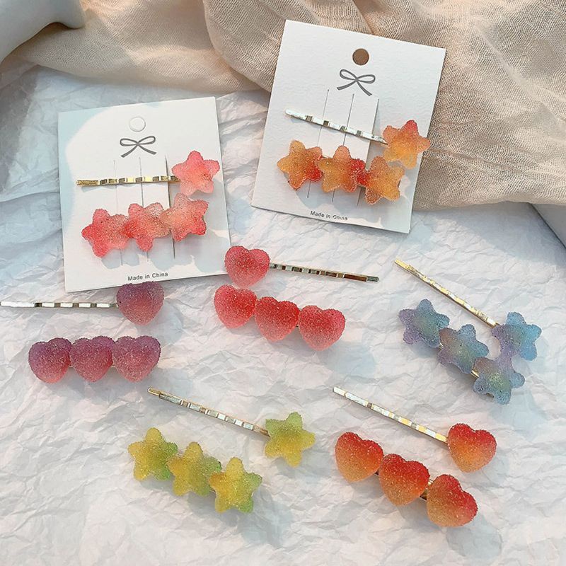 Khuôn Silicon Mềm Làm Kẹp Tóc Hình Kẹo/Trái Tim/Ngôi Sao Dễ Thương