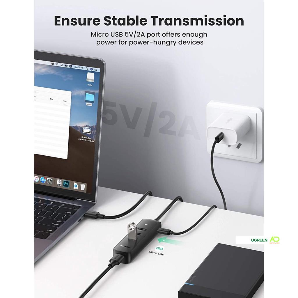 Hub mở rộng 1 cổng ra 4 cổng USB 3.0 UGREEN CM416 - Hàng phân phối chính hãng - Bảo hành 18 tháng