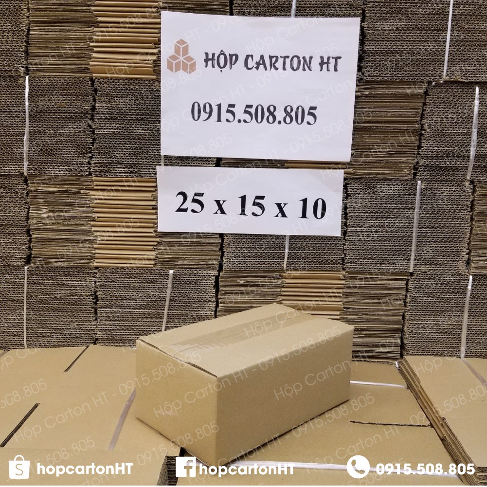 Hộp carton đóng hàng 25x15x10 đựng giày dép, đồ gia dụng hộp gói hàng giá gốc tận xưởng - Hộp Carton HT