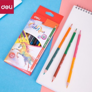 Bút chì màu 2 đầu deli - hộp giấy 24 màu - 1 hộp - ec00520