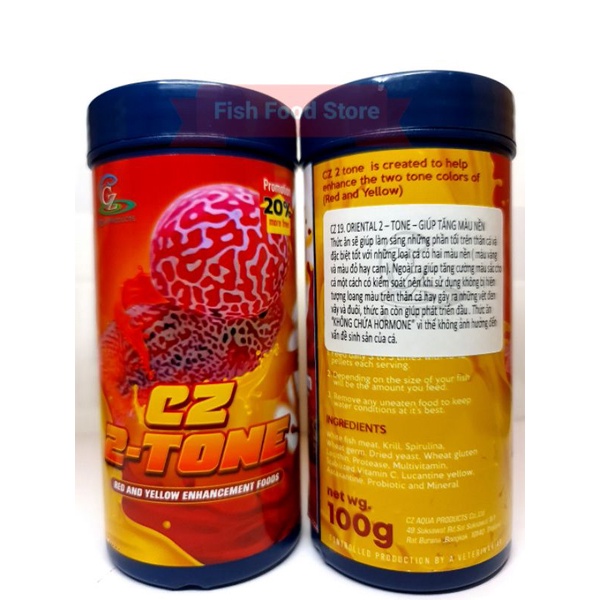 Cz19 - 2Tone thức ăn cá La Hán lên màu nền 2 Tone, Cám viên tăng màu Đỏ,Vàng,Cam. Hàng Thái Lan