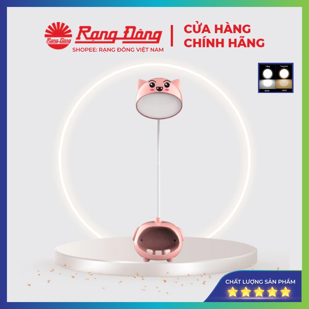 Đèn học Rạng Đông chống cận 6 W, đèn học để bàn cảm ứng 3 chế độ thông minh cho bé, học sinh, đọc sách RD-RL-41 6W