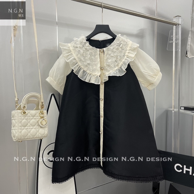 Váy xuông tacta cổ bèo