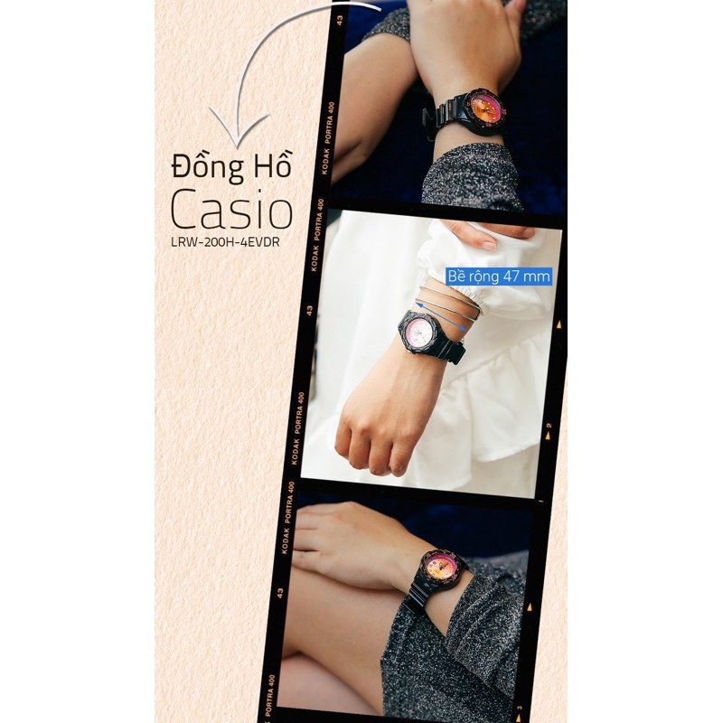 Đồng hồ nữ dây nhựa Casio chính hãng Anh Khuê LRW-200H-4EVDR