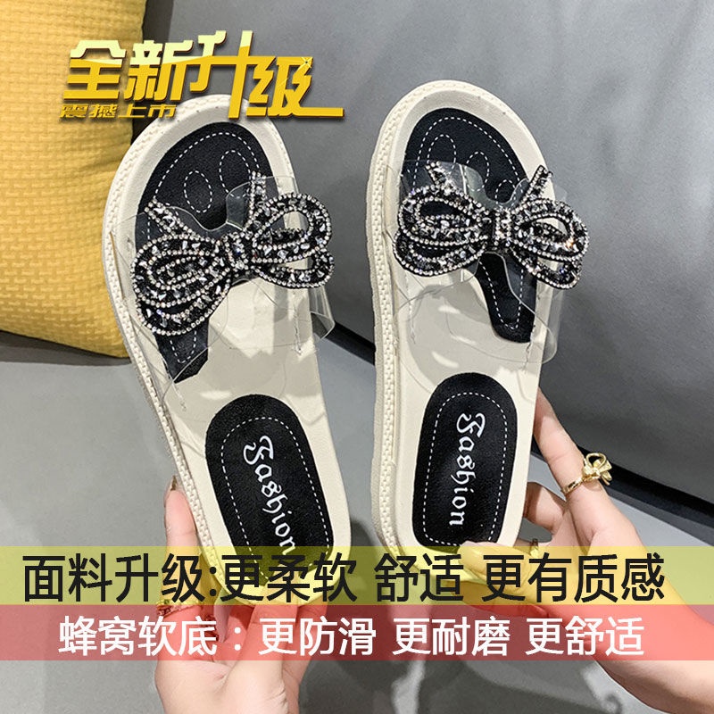 Dép Đi Biển Đế Dày Đính Nơ Thời Trang Mùa Hè Mới