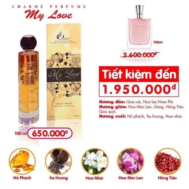 [Mã NOWSHIPVUI3 giảm 25k đơn 50k] Nước hoa nữ Charme My Love 100ml | BigBuy360 - bigbuy360.vn