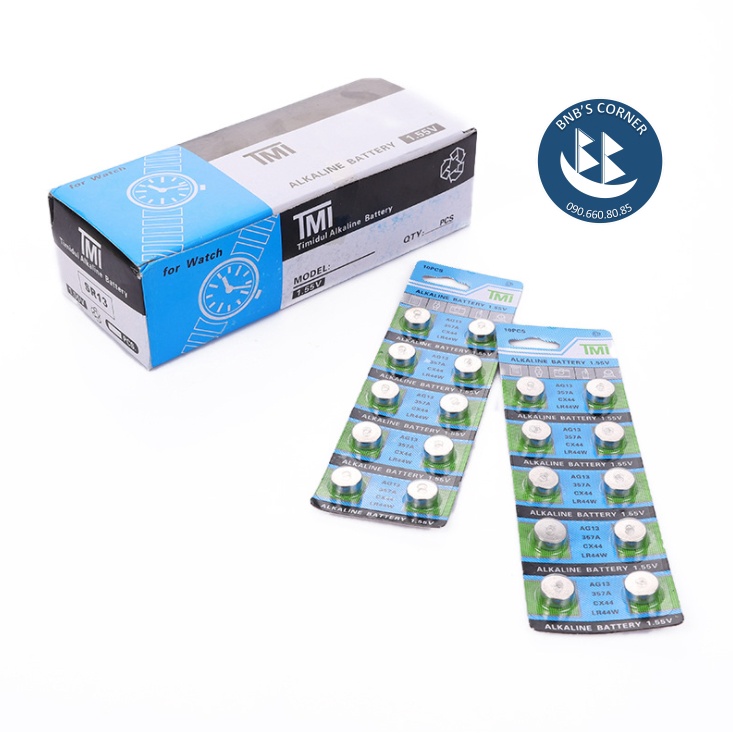 Vỉ 10 Pin nút áo AG13/LR44  dùng cho xe đồ chơi mô hình