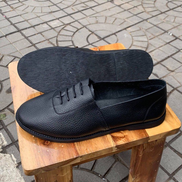 Giày Da Nam Da Bò 100%, Bảo Hành 12 Tháng, Đế Cao Su Đúc - Mã K51 Đen