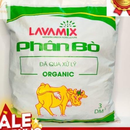 Phân Bón Hữu Cơ Phân Bò Đã Qua Xử Lý 3 dm3 - Lavamix Trồng Hạt Giống Rau Sạch Bằng Đất Sạch, Xơ Dừa Và Phân Bón Hữu Cơ