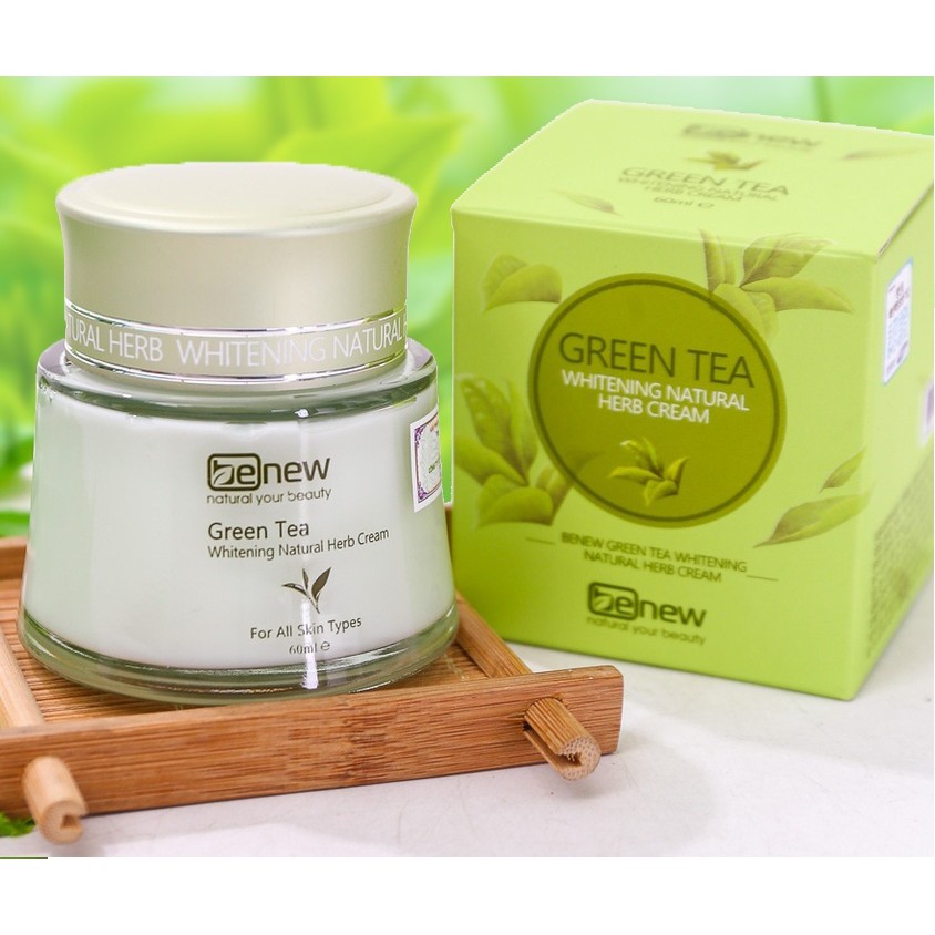 Kem dưỡng da ban đêm trà xanh BENEW GREEN TEA CREAM 60ML/Hộp dành cho da mụn, da thâm xạm- Hàng chính hãng