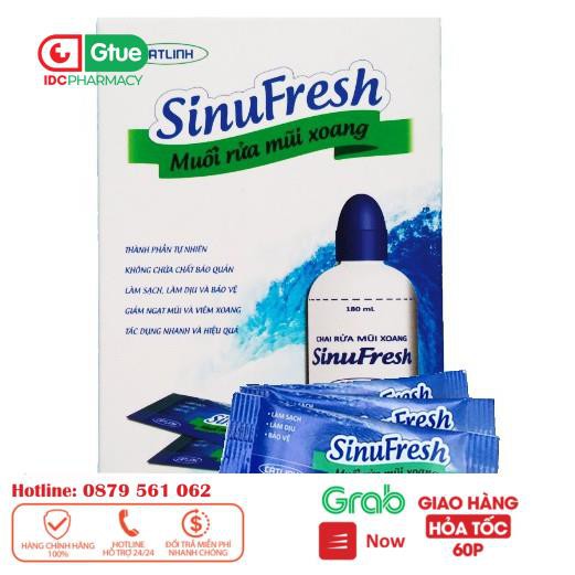 Muối rửa mũi xoang - Sinufresh của Cát Linh - hộp 50 gói hỗn hợp muối biển nano - vệ sinh mũi, giảm nghẹt mũi_[IDC]