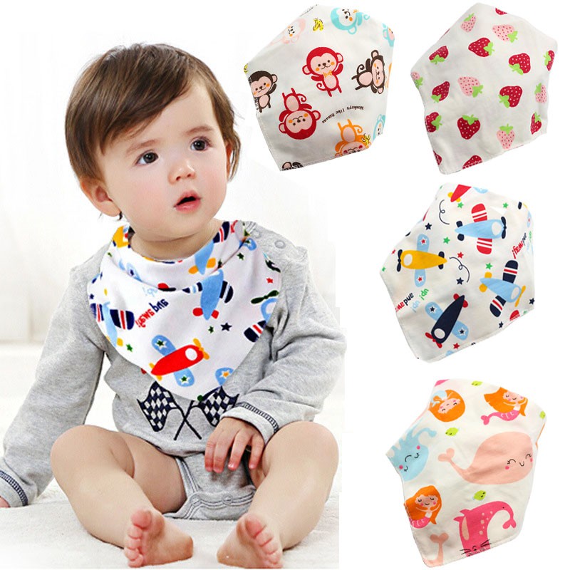 Yếm Ăn Cotton 13 Kiểu Họa Tiết Hoạt Hình Cho Bé