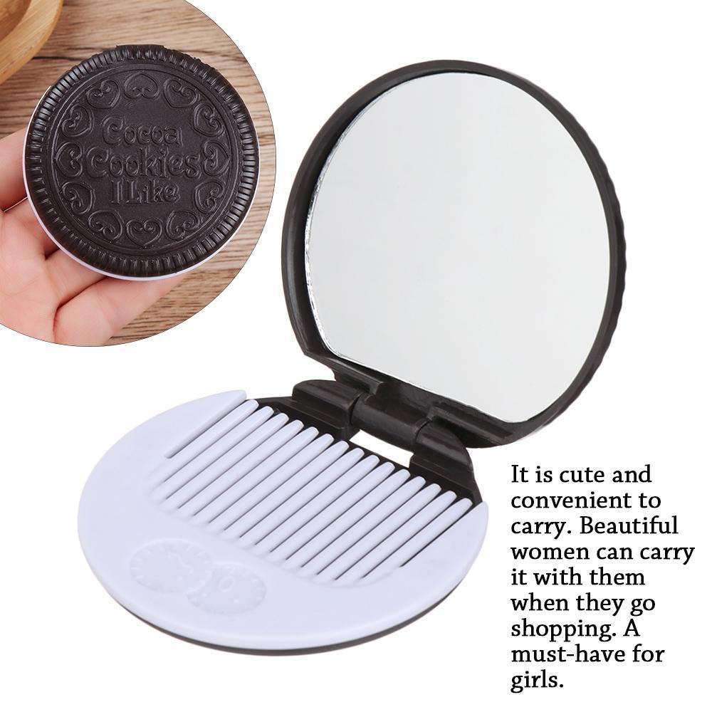 Gương Trang Điểm Kèm Lược Màu Nâu Đậm Phong Cách Châu Âu