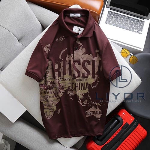 Áo thun nam có cổ áo phông polo nam vải cá sấu in loang dôc đáo cao cấp cá tính Liyorstore - ACB4063