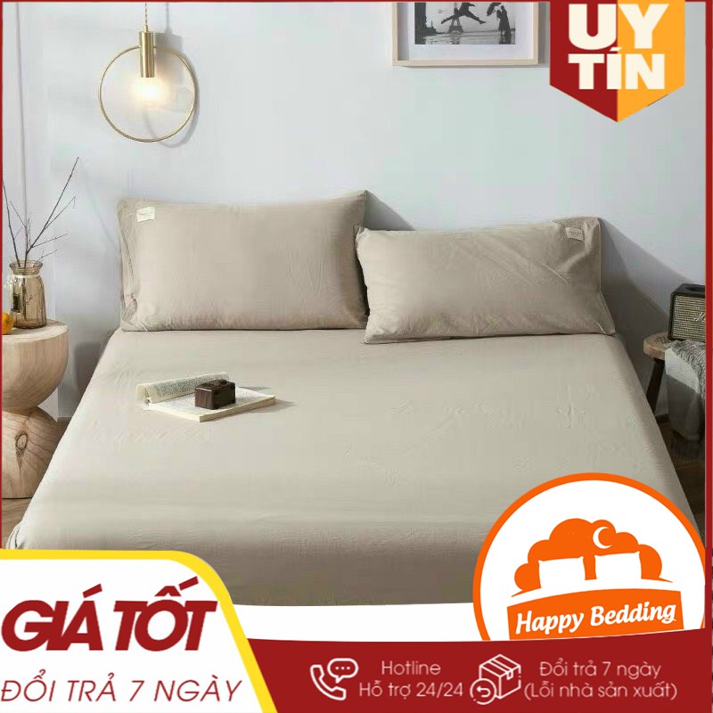 Bộ Ga gối Trải Giường Cotton Tici Happy Bedding - ga gối Cotton Hàn Quốc đủ size drap nệm