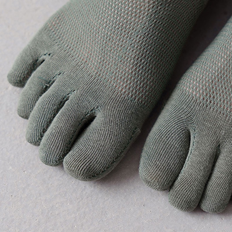 Vớ Cotton Phối Lưới Mỏng Tách Ngón Thoáng Khí Thấm Hút Mồ Hôi Cho Nam