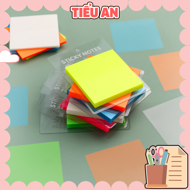 Giấy Note Trong Suốt/ Giấy CAN Nhựa (5x5 cm - 50 trang) Cao Cấp Dùng Ghi Chú Học Tập/ Công Việc
