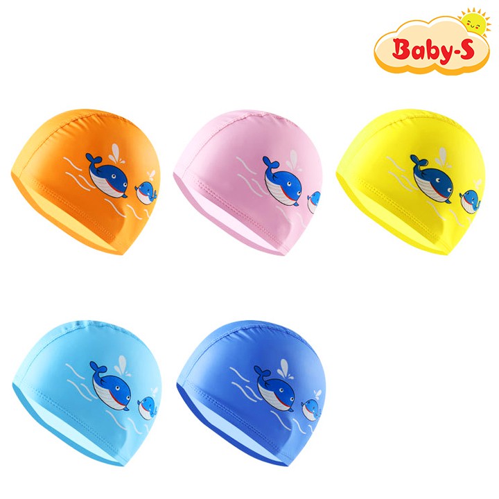 Mũ bơi cho bé, nón bơi trẻ em chất da PU chống thấm nước, co giãn tốt hình cá voi đủ màu sắc cho bé Baby-S - SNB007
