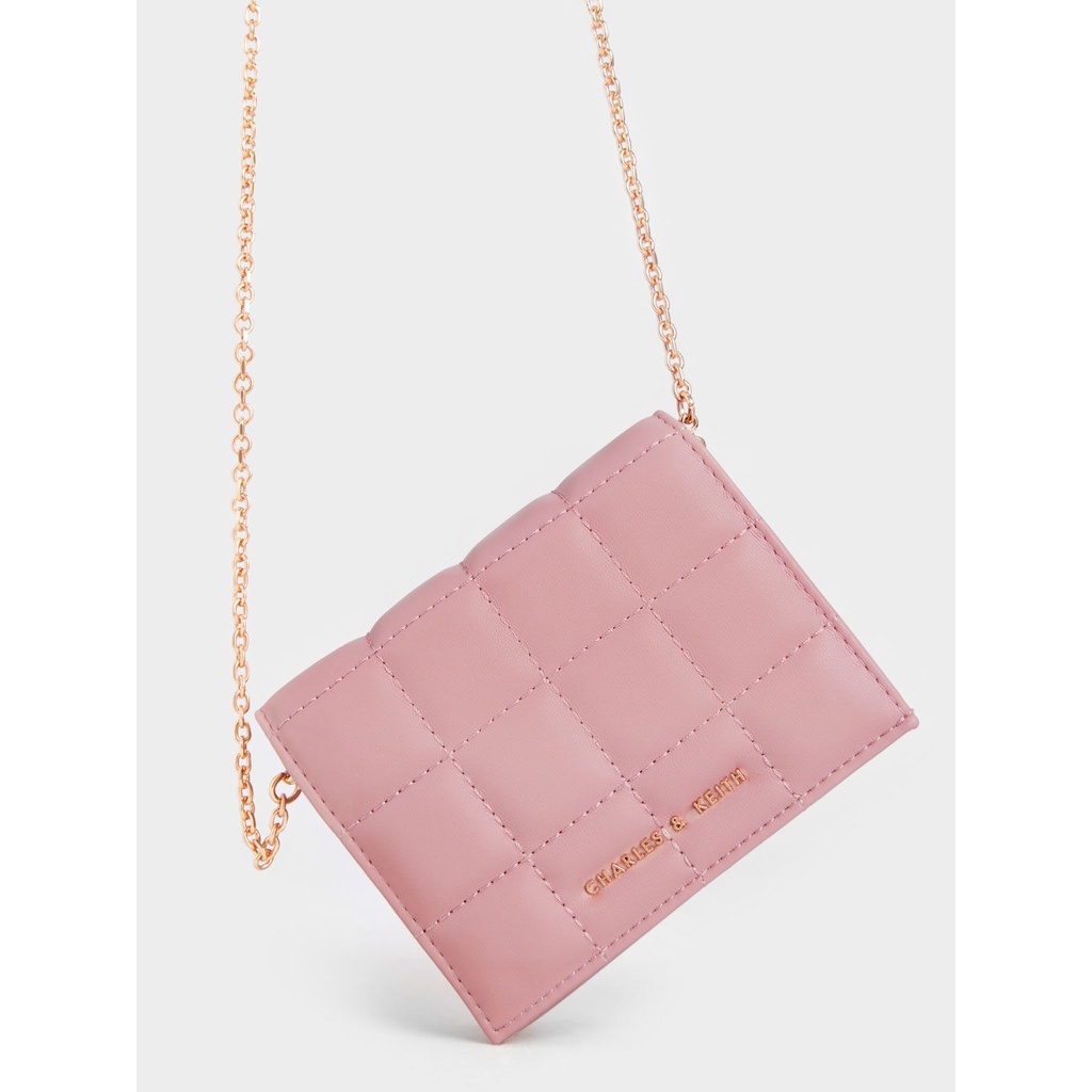 Ví mini nữ đeo chéo caro hồng chính hãng Charles & Keith | Auth - Sing - Ảnh thật