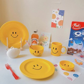 [SẴN] Bộ chén, tô, đĩa, cốc, đế lót ly mặt cười đáng yêu ( có ảnh fb)