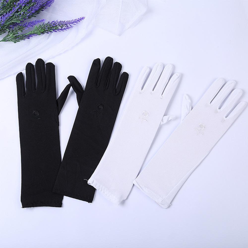 Găng Tay Chống Nắng Chống Trượt Thoáng Khí Thêu Họa Tiết Xinh Xắn Cho Nữ