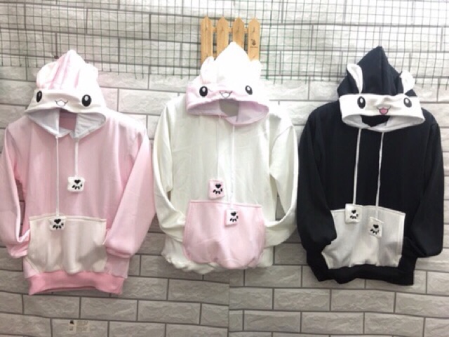 Áo hoodie tai thỏ mẫu mới nhất chất nỉ siêu đẹp