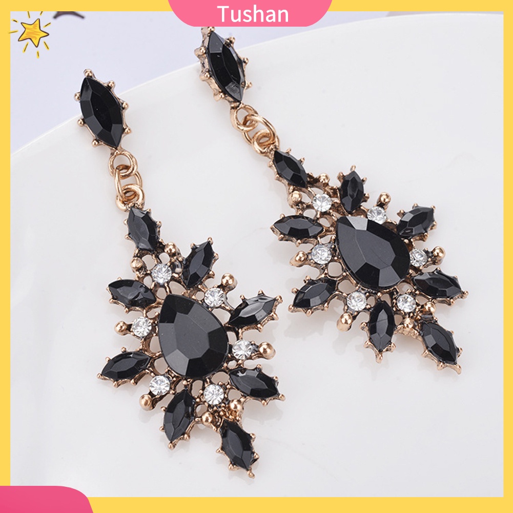 Đôi Khuyên Tai Dài Hình Bông Tuyết Đính Đá Thời Trang Cho Nữ