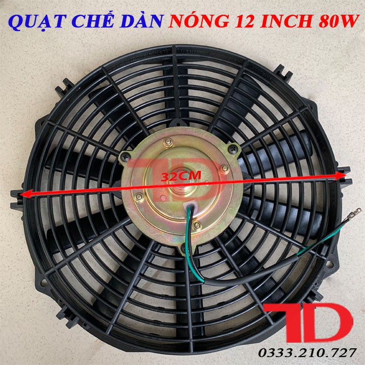 Quạt chế dàn nóng 12 inch 80w 12v cánh thẳng hàng xịn