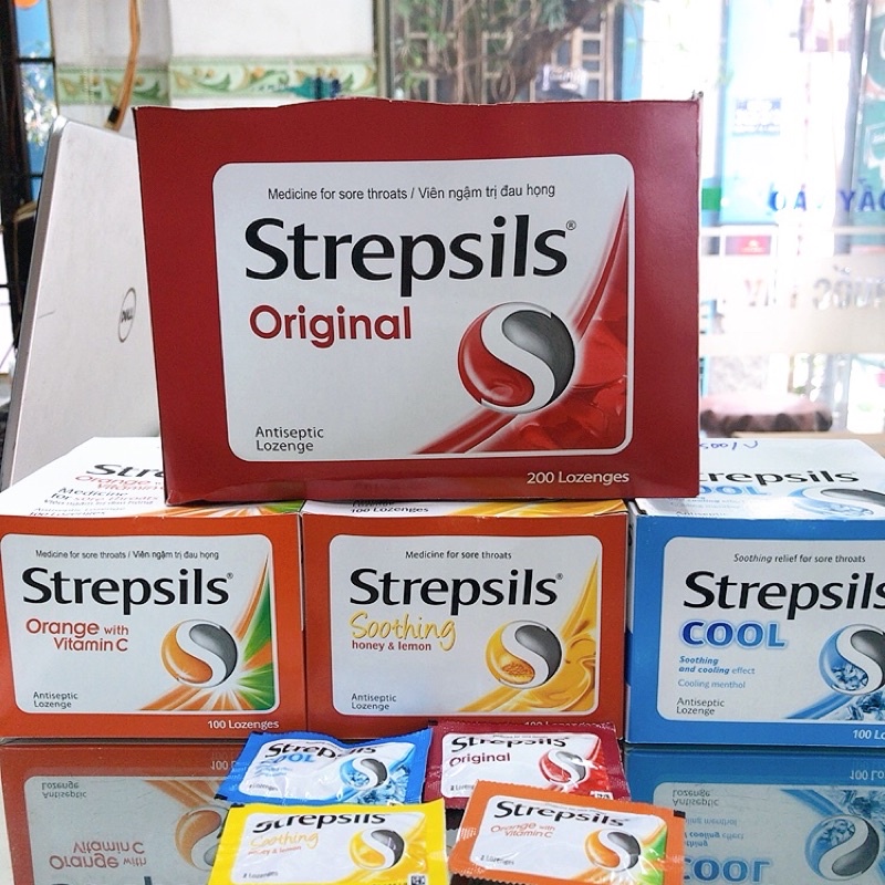Kẹo ngậm Strep sils đủ 4 vị, gói 2 viên