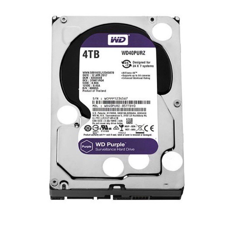 Ổ cứng HDD 4TB WD Tím cho Pc và camera Bảo hành 24T