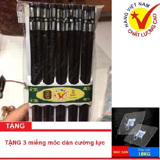 Bộ 10 đôi đũa gỗ dừa khảm trai sang trọng TẶNG 3 móc dán cường lực