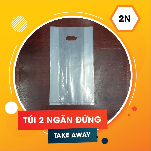 1Kg túi đựng ly 2 ngăn/ túi đựng ly ép ngăn, túi take away mang đi chất liệu pp dày, chắc chắn