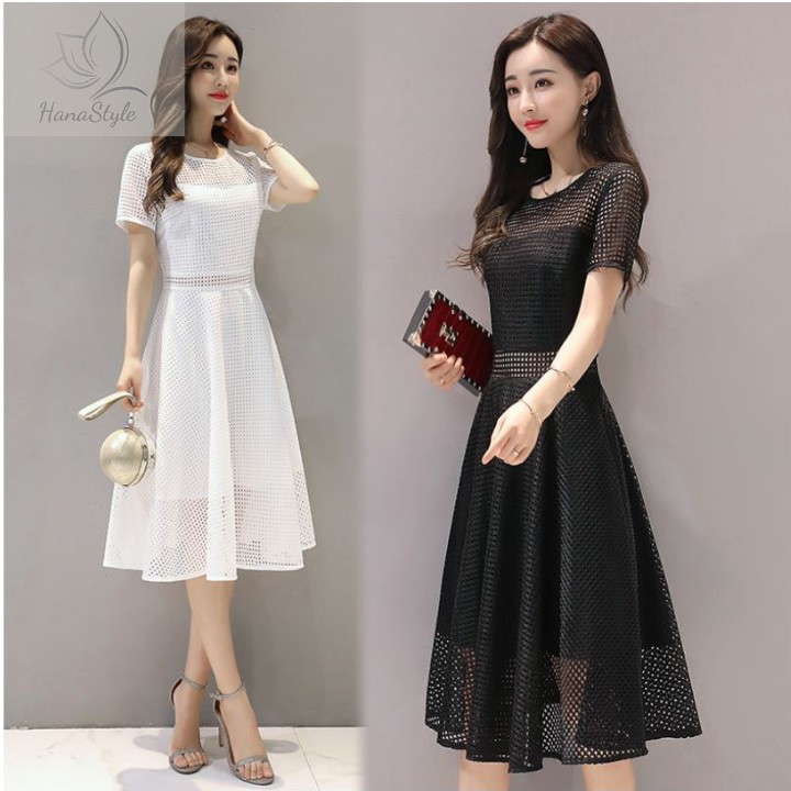 Đầm xòe ren sang trọng HN030