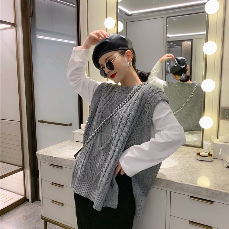 Áo Sweater dệt kim cổ tròn dáng rộng ấm áp thời trang cho nữ | BigBuy360 - bigbuy360.vn