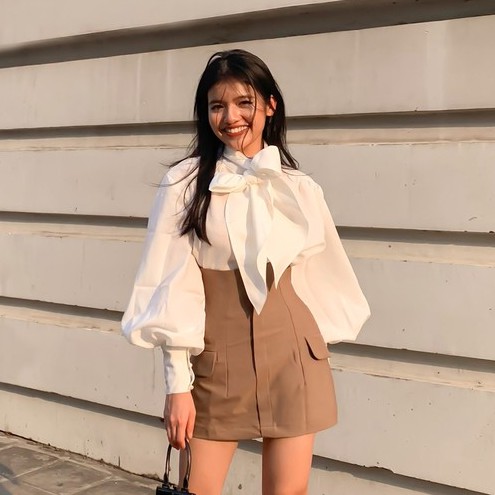 ONONMADE Sơ mi lụa cột nơ to cao cấp nữ tính Bowtie Blouse