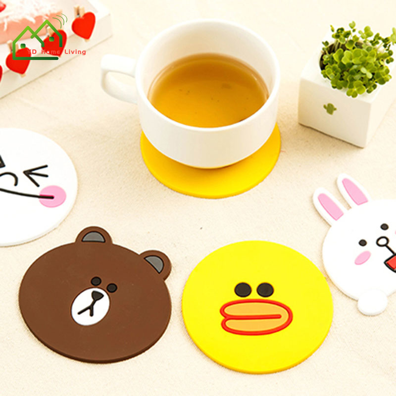 Miếng Lót Ly Cách Nhiệt Silicon Họa Tiết Hoạt Hình Dễ Thương