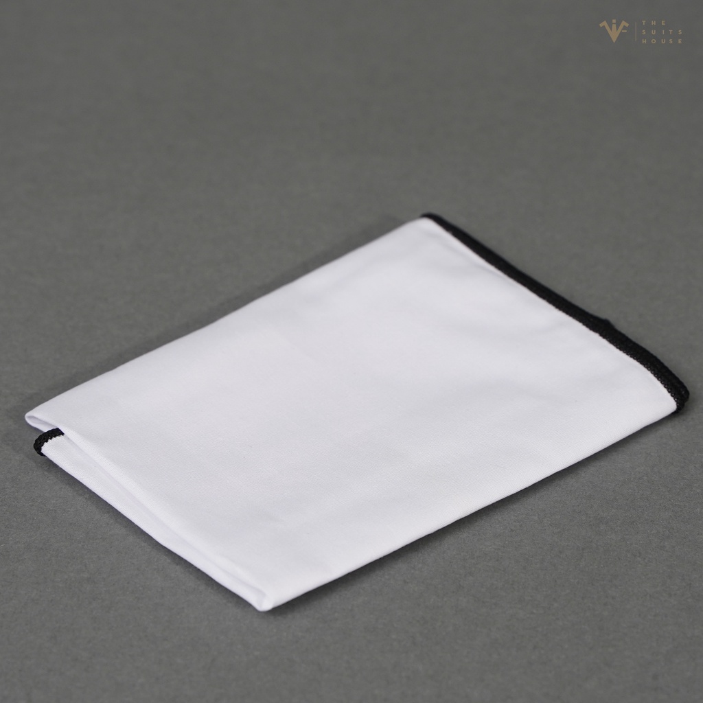 Khăn túi trắng THE SUITS HOUSE viền nhiều màu mẫu ngẫu nhiên