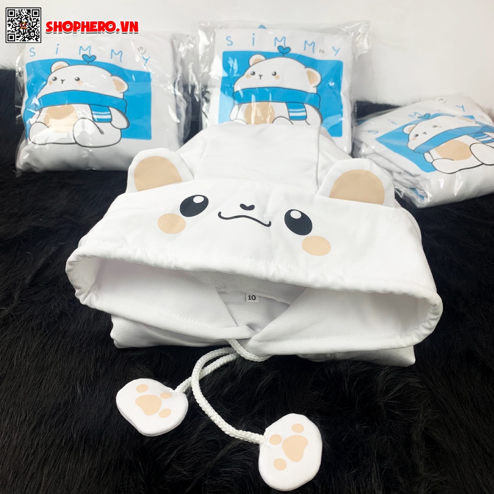 Áo Hoodie Mèo Simmy nỉ da cá có tặng kèm móc khóa