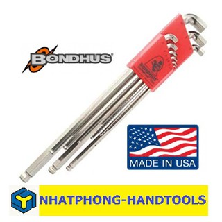 BONDHUS-bộ lục giác hệ Met , đầu cụt , 9 cây , cán dài. sản xuất tại Mỹ.