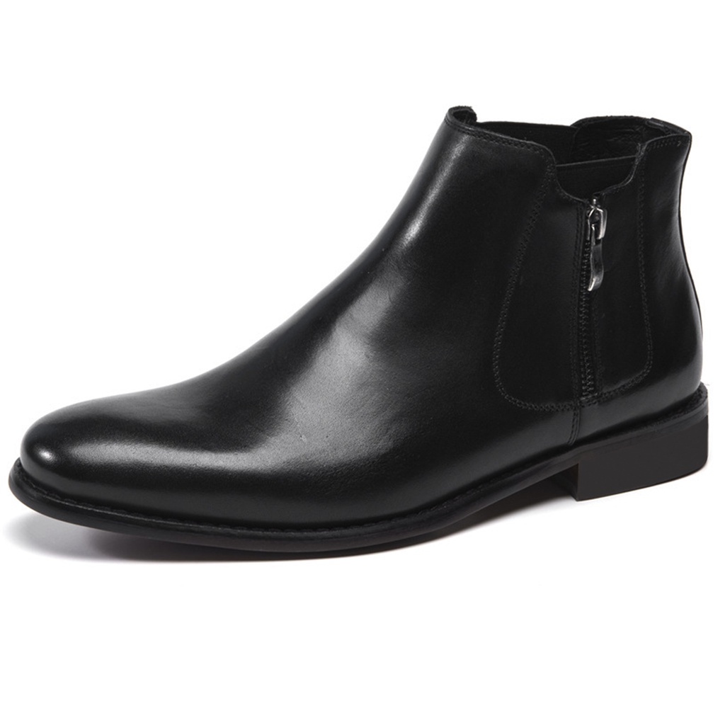 Giày boot nam Chelsea boot CB.03 black khóa cổ cao giày da thời trang Sunor shoes