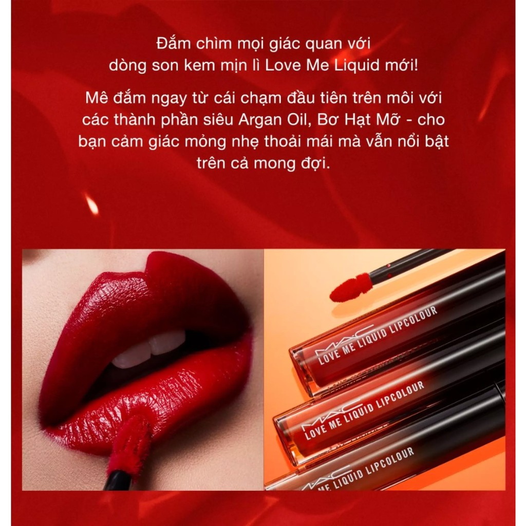 Son MAC kem chứa dưỡng ẩm MAC Love Me Liquid Lipcolour - Liquid Lipstick 3.1ml, Mới ra Mắt 2021