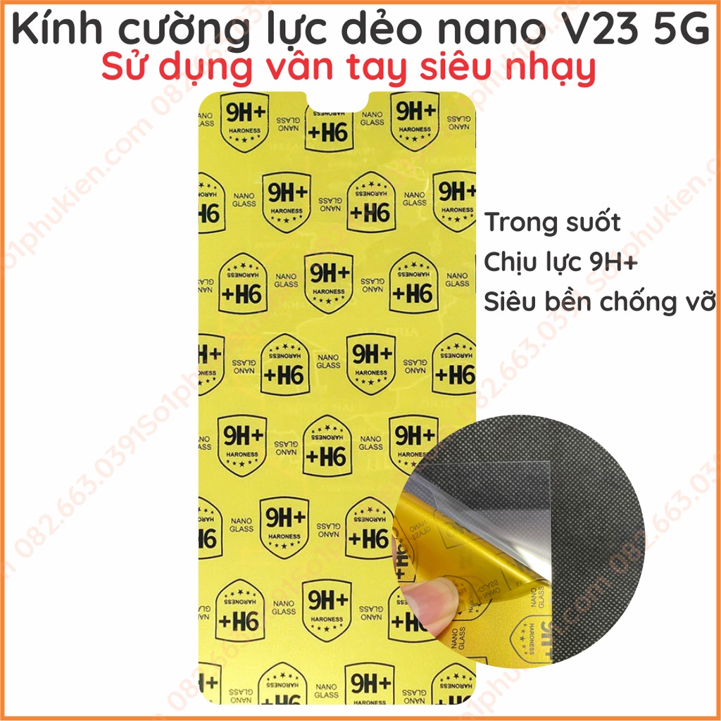 Dán cường lực dẻo nano Vivo v23 5g chống bể, trong suốt, chuẩn cường lực 9H+