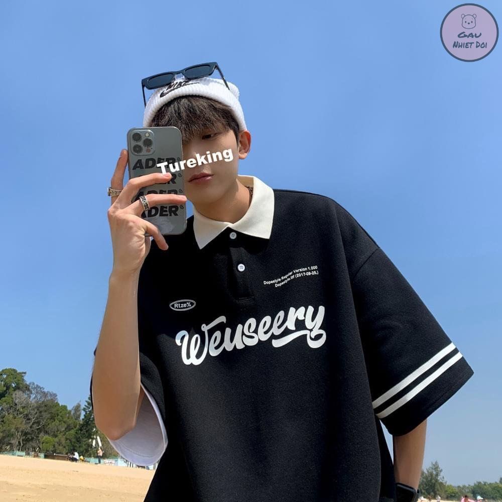 Áo Polo Thời Trang Weuseery Kiểu Dáng Unisex Trẻ Trung Năng Động Freesize Hai Màu Đen/Trắng