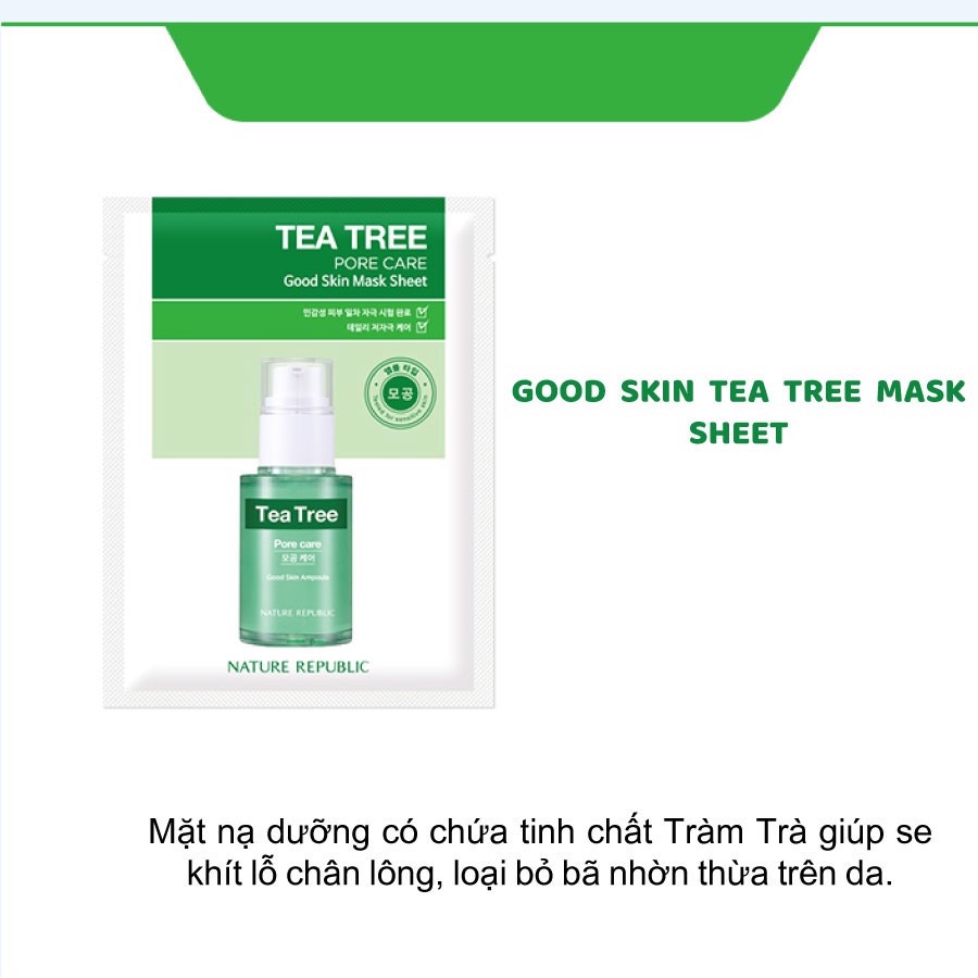 Combo 5 Mặt Nạ Giấy Cấp Ẩm, Làm Dịu Da, Giảm Mụn  Nature Republic GOOD SKIN Mask Sheet 24gx5 - TEA TREE