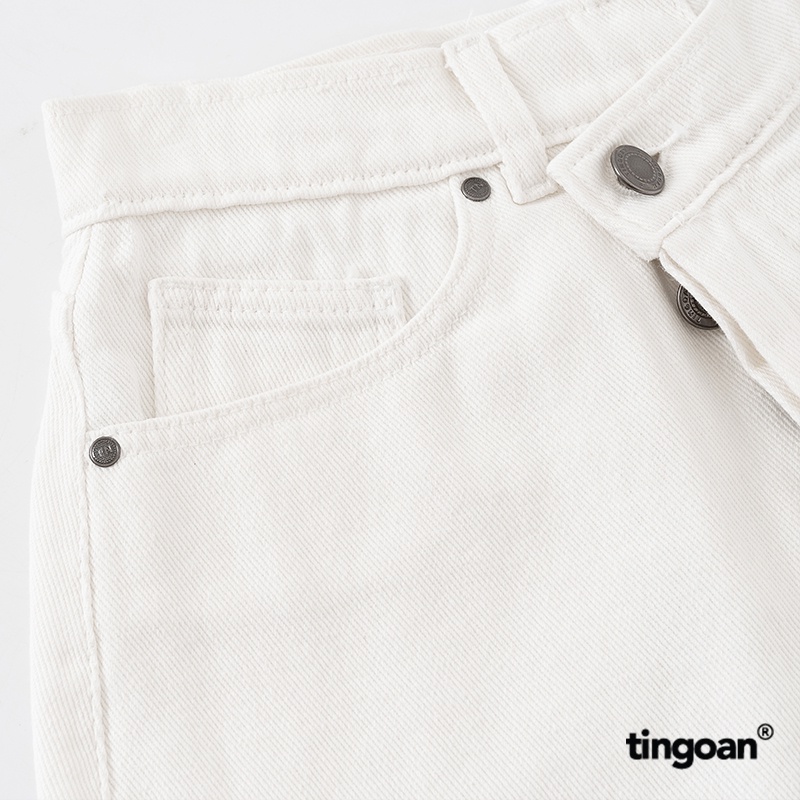 TINGOAN® - Quần short bò cắt cạp lệch màu trắng tingoan MASCARA JEANS SHORT/WH