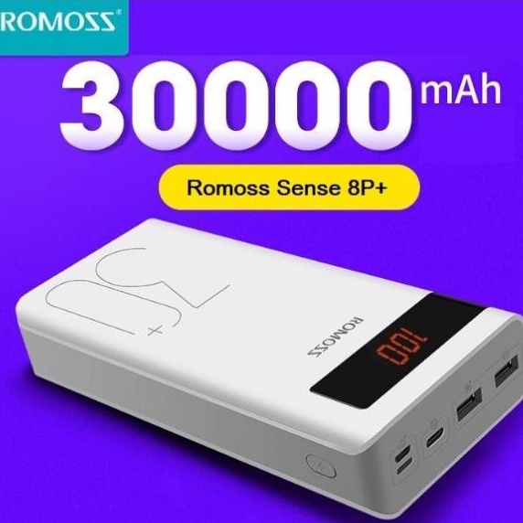 Pin sạc dự phòng Romoss 8P 30000mAh - CÓ LED - Chính Hãng - Bảo hành 12 tháng