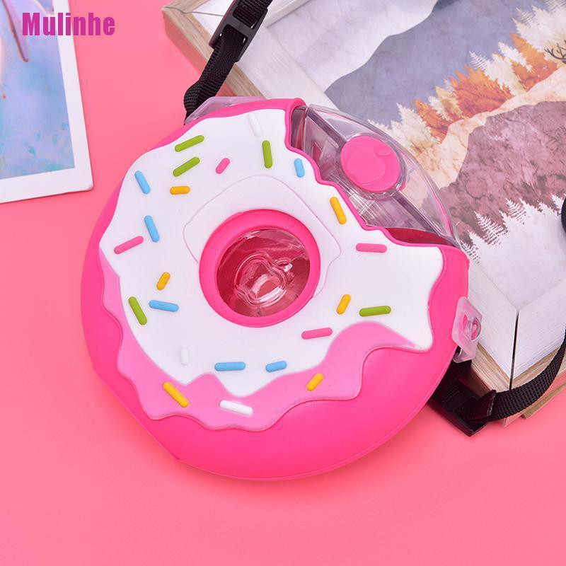 Bình Nước Silicone Hình Bánh Donut Kèm Ống Hút Dành Cho Trẻ Em